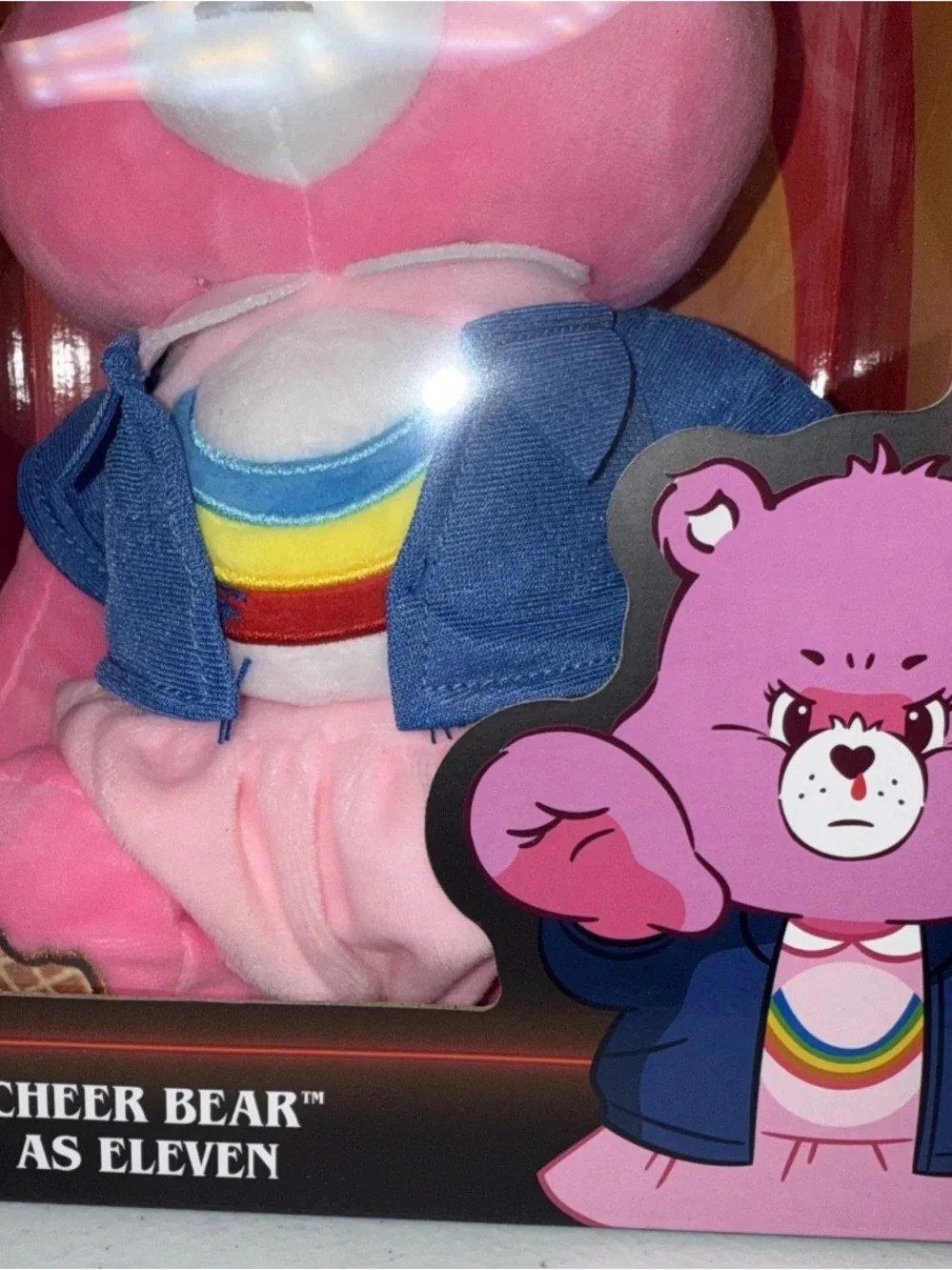 Care Bears Cheer Bear Plush in Pink with Rainbow Outfit